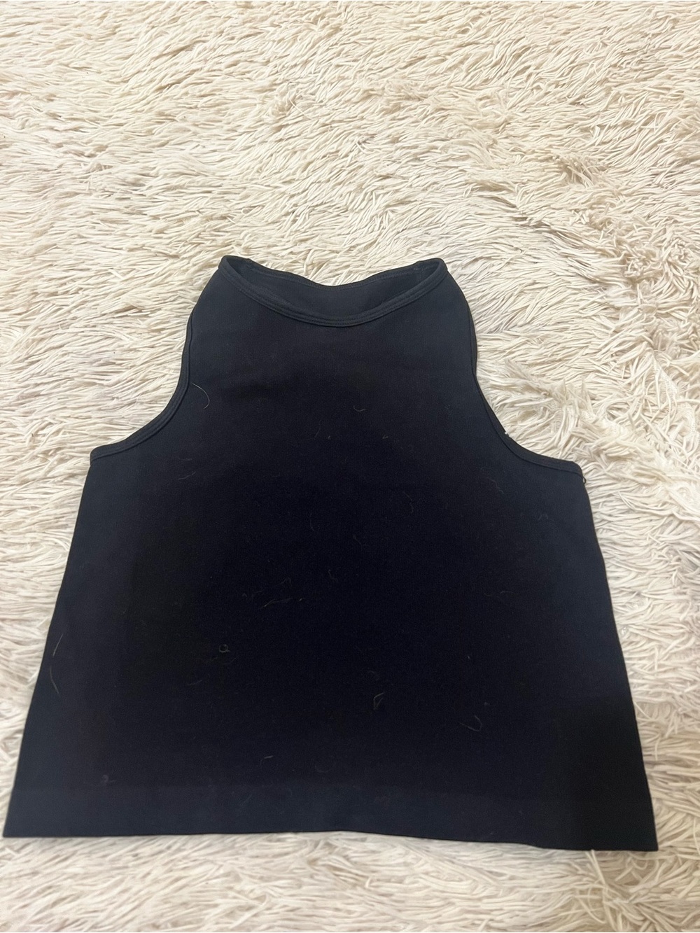 Free People Black Ribbed High Neck crop tank